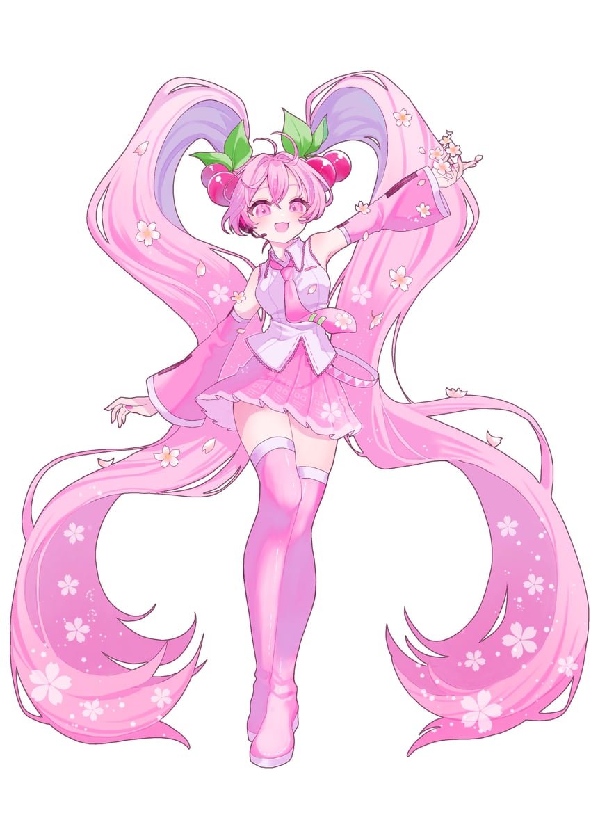 hatsune miku and sakura miku (vocaloid) drawn by shiina_(user_ecjx4545)