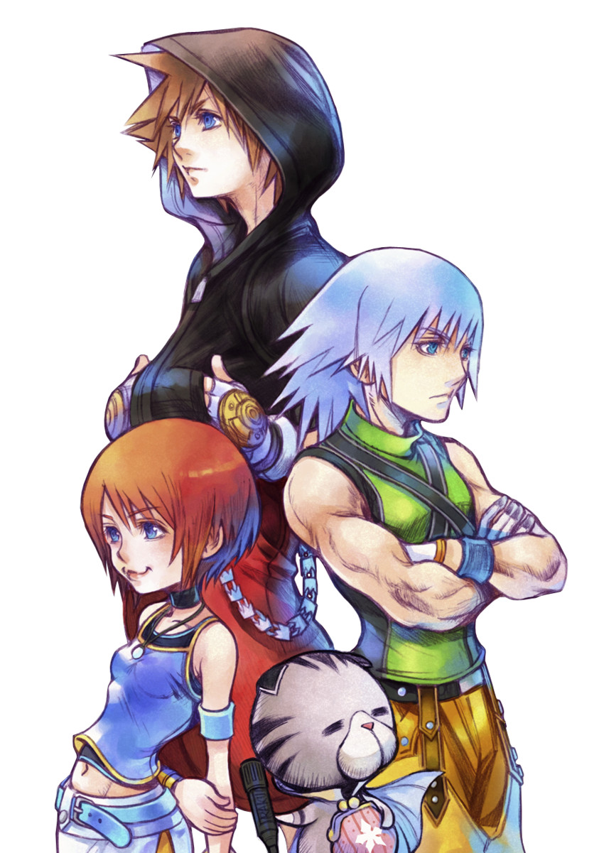 sora, kairi, riku, and chirithy (kingdom hearts and 1 more) drawn by nomura_tetsuya