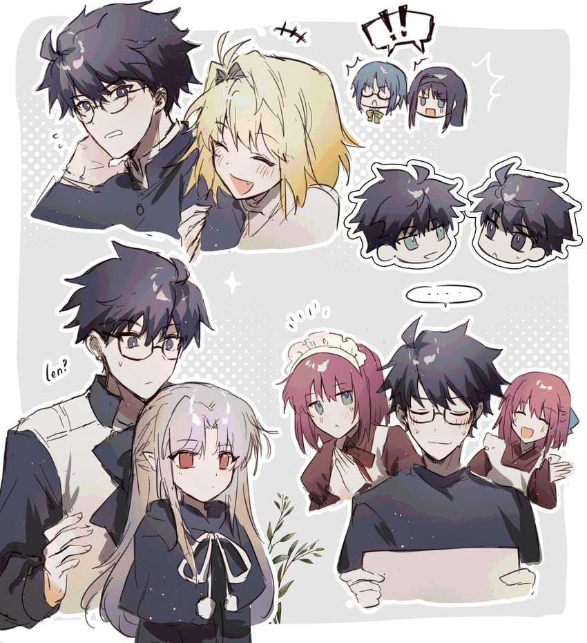 arcueid brunestud, ciel, tohno akiha, kohaku, tohno shiki, and 3 more (tsukihime) drawn by yakksan