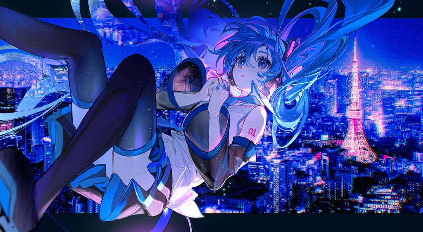 hatsune miku (vocaloid and 1 more) drawn by rumoon