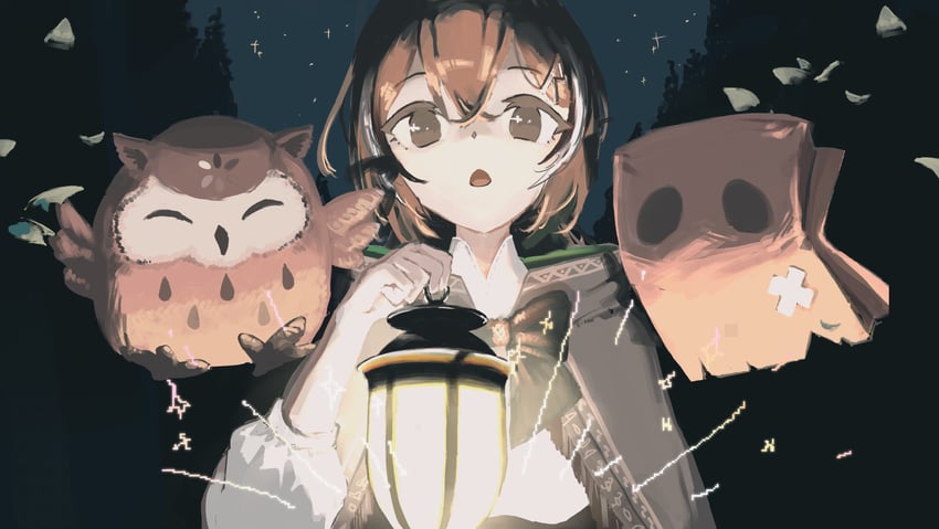 nanashi mumei, friend, and hootsie (hololive and 1 more) drawn by olime_sian