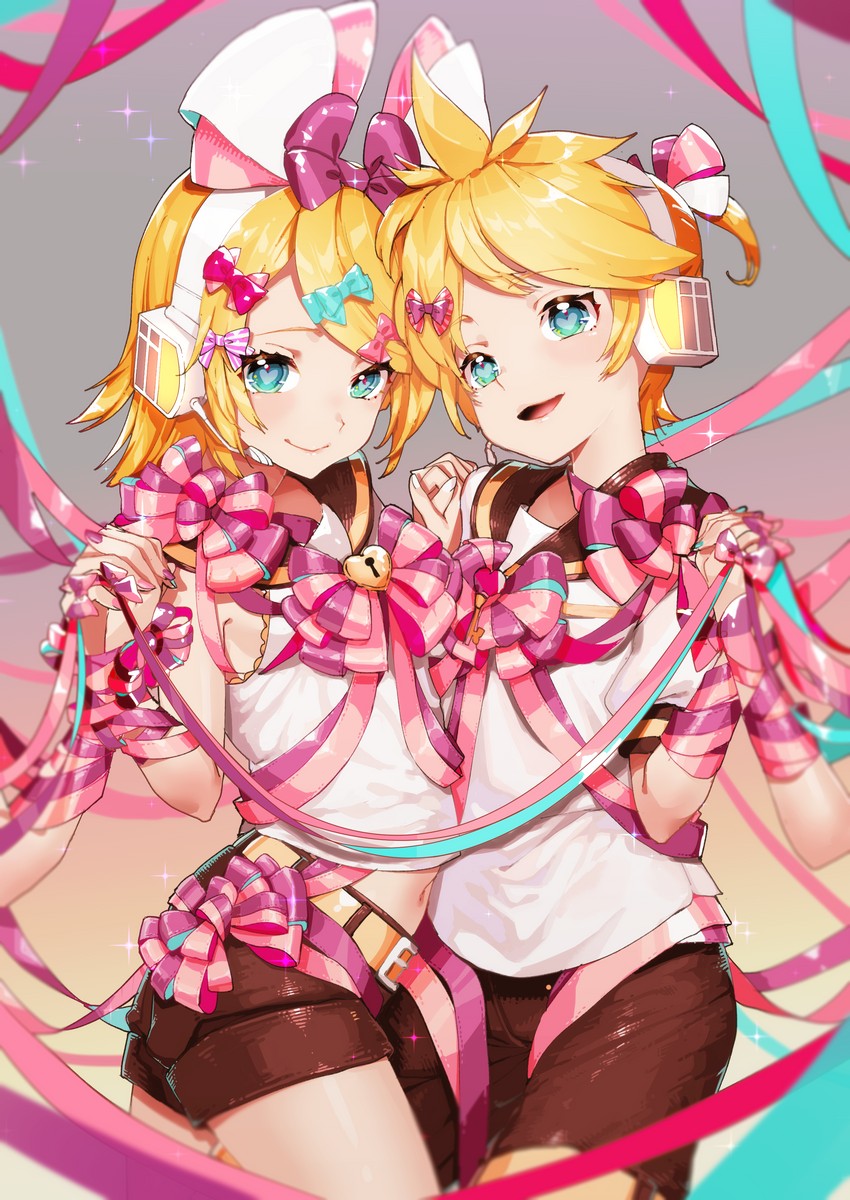 kagamine rin and kagamine len (vocaloid) drawn by pepen_(singing-cat)