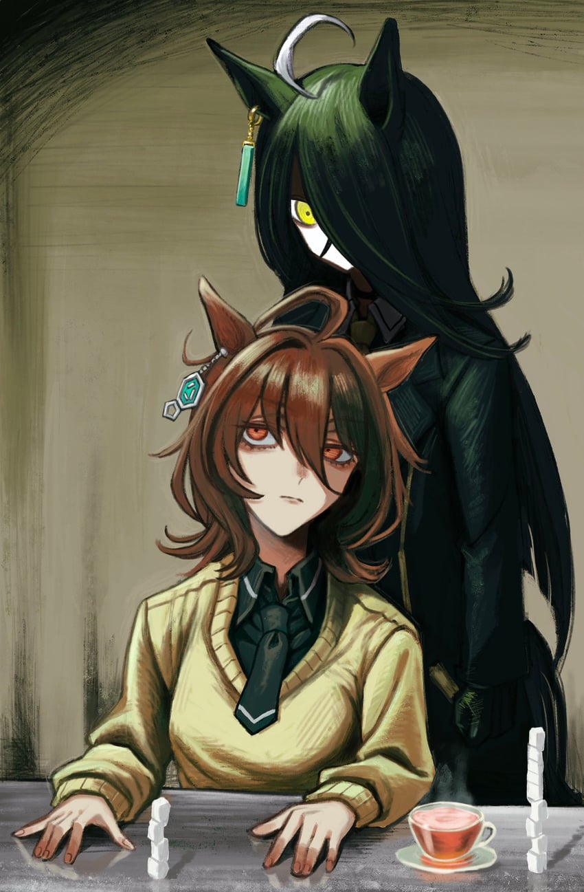 agnes tachyon and manhattan cafe (umamusume) drawn by makai_(67makai)