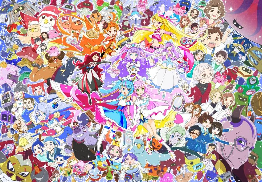 sora harewataru, nijigaoka mashiro, cure sky, hijiri ageha, cure prism, and 43 more (precure and 1 more) drawn by noriccho!