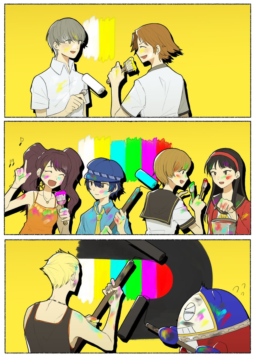 narukami yu, shirogane naoto, satonaka chie, kujikawa rise, amagi yukiko, and 3 more (persona and 2 more) drawn by millotic