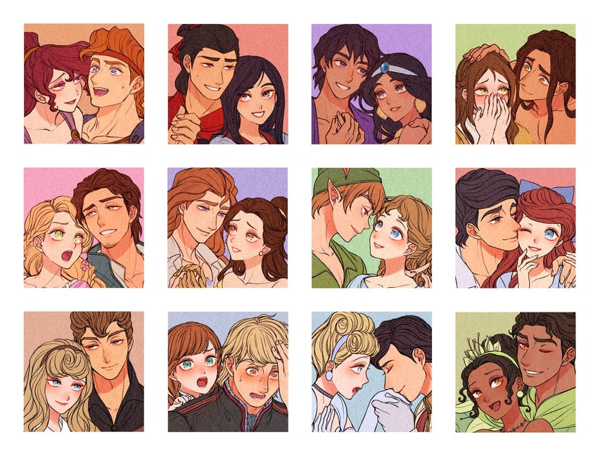 anna, ariel, rapunzel, jasmine, belle, and 18 more (frozen and 12 more) drawn by mizala