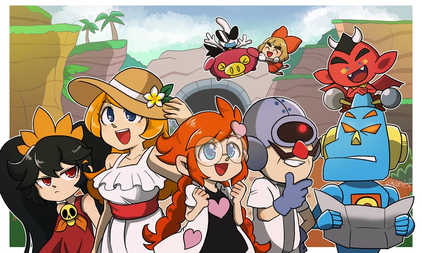 ashley, mona, red, penny crygor, orbulon, and 3 more (warioware and 1 more) drawn by omu_(sinsindan)