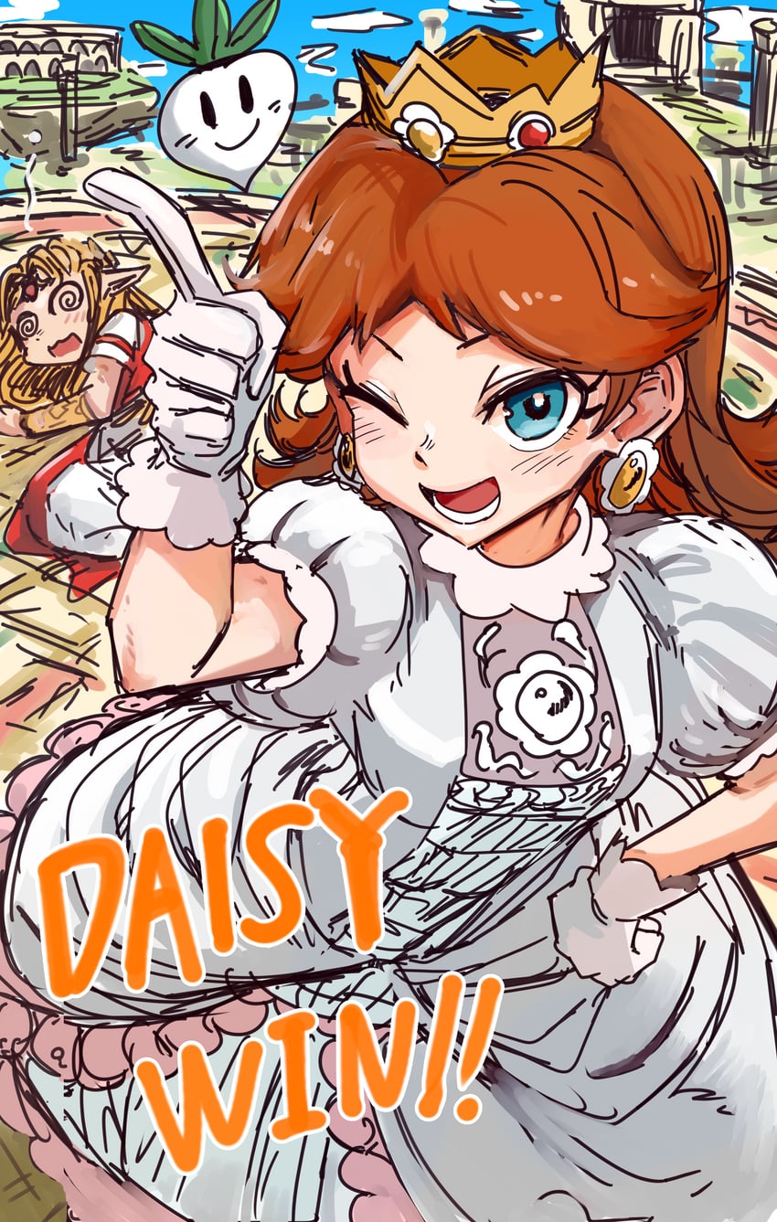 princess zelda and princess daisy (the legend of zelda and 3 more) drawn by ishijimajirou