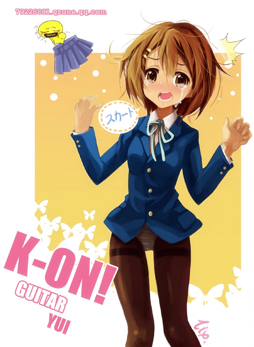 hirasawa yui and higepiyo (k-on! and 1 more) drawn by zhuxiao517