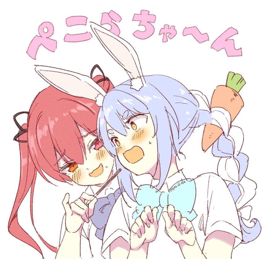 houshou marine and usada pekora (hololive) drawn by ishida_aya