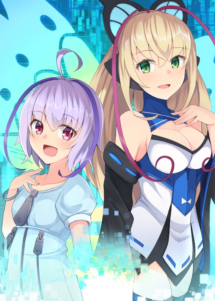 lumen and joule (azure striker gunvolt and 1 more) drawn by kuzukiri_(riezenagel)