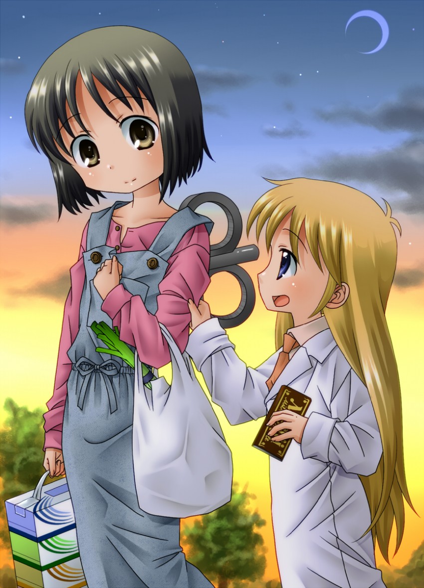 shinonome nano and professor shinonome (nichijou and 1 more) drawn by sachiko