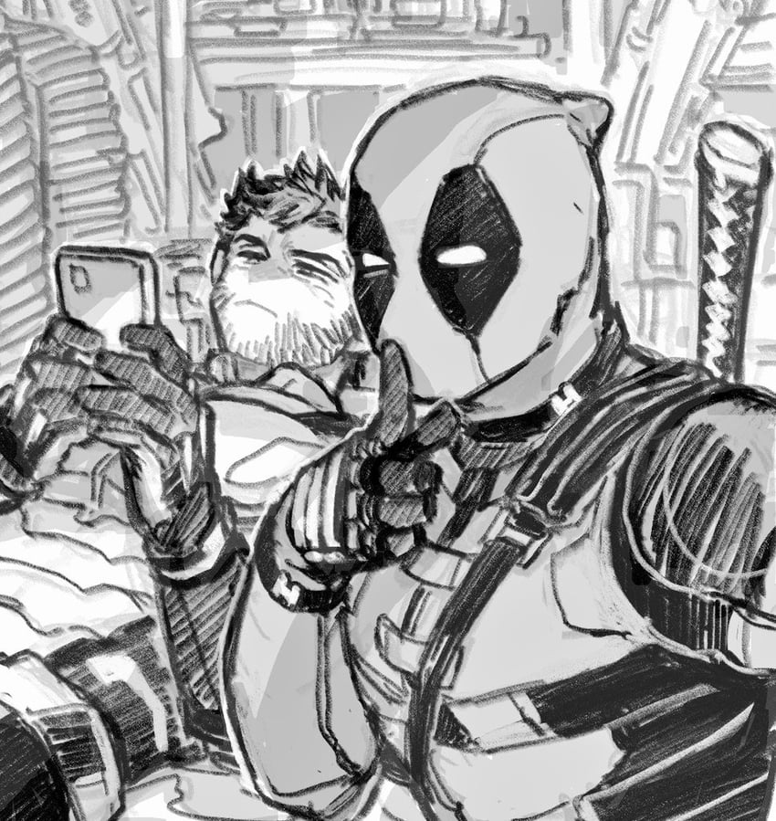 wolverine and deadpool (marvel and 4 more) drawn by dishing