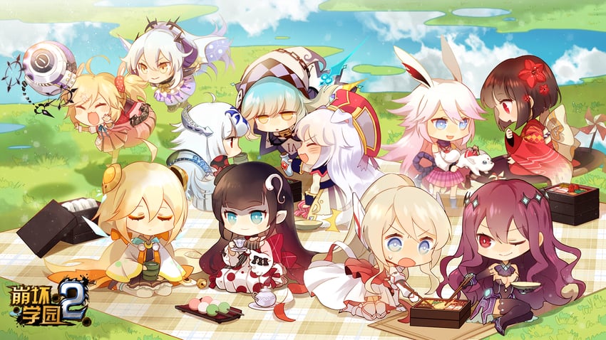 yae sakura, chloe, kaguya, kanai, red, and 1 more (honkai and 1 more)