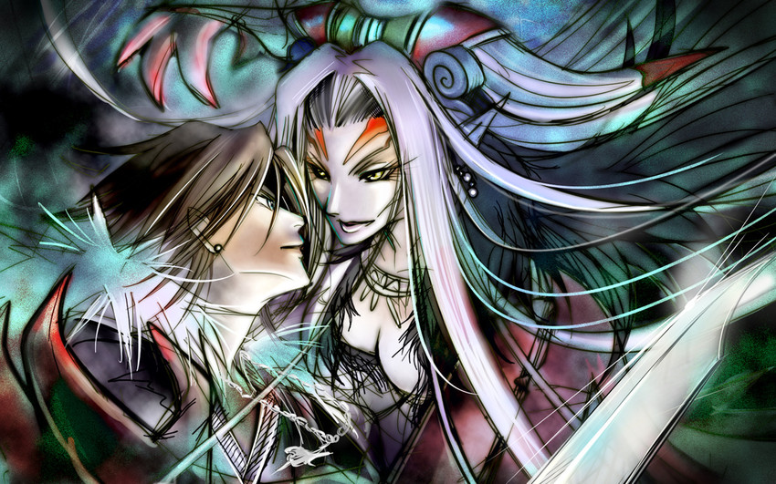 squall leonhart and ultimecia (final fantasy and 2 more) drawn by kokemiyan