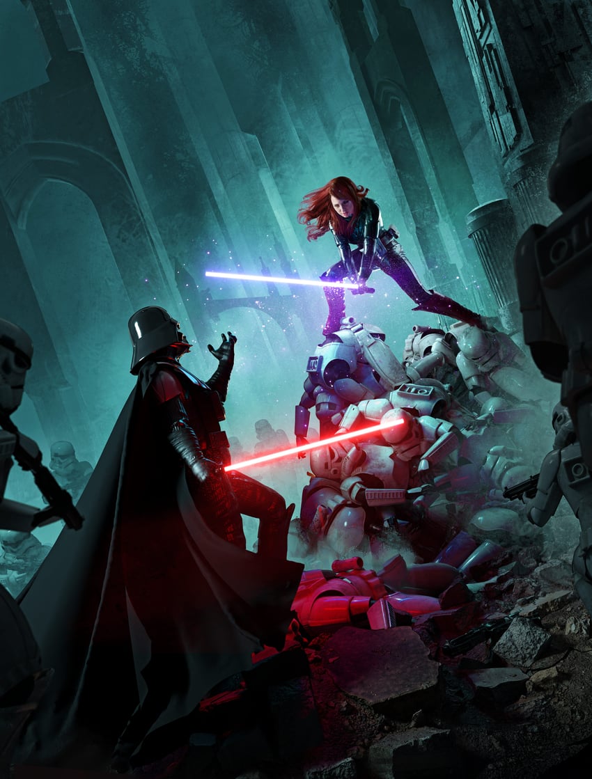 darth vader and mara jade (star wars) drawn by mike_heath