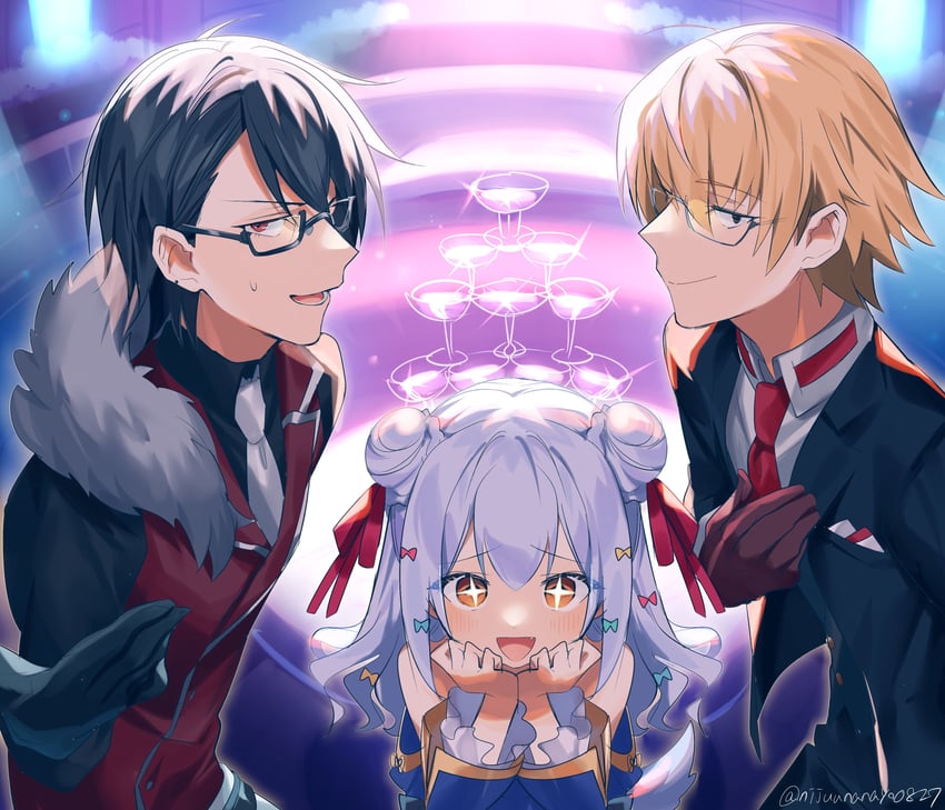 yumeoi kakeru, inuyama tamaki, and kanda shouichi (nijisanji and 1 more) drawn by ninahachi