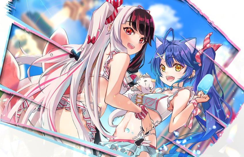 amamiya kokoro, yorumi rena, and neko (nijisanji) drawn by ruo19