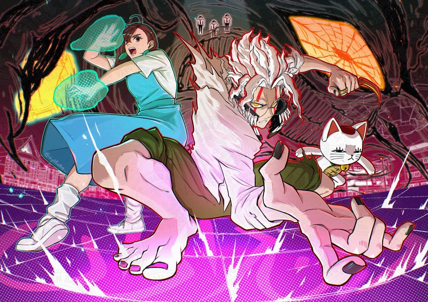 ayase momo, takakura ken, turbo granny, and serpo (dandadan) drawn by zyllfathe