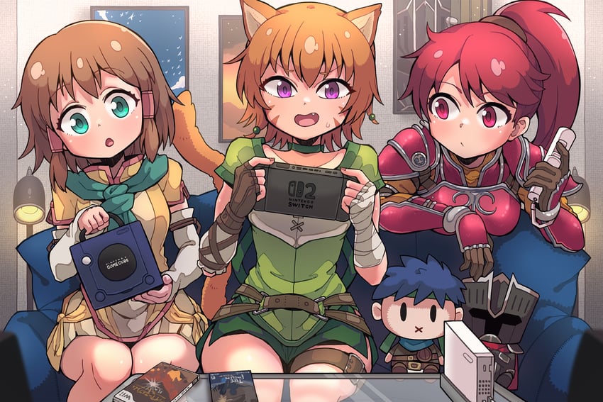 ike, mist, lethe, and jill (fire emblem and 2 more) drawn by es_(eisis)