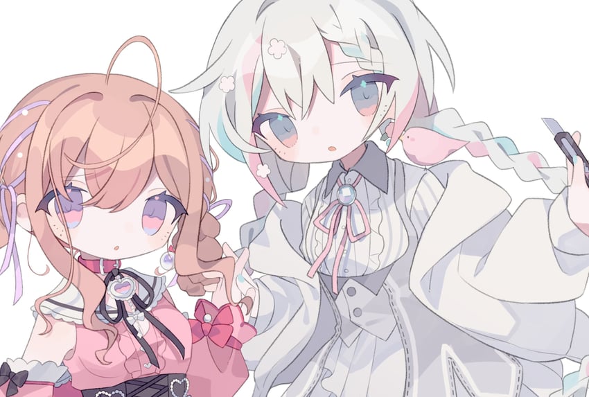 hasumi sahiro and aizawa momo (indie virtual youtuber and 1 more) drawn by daizu_(melon-lemon)