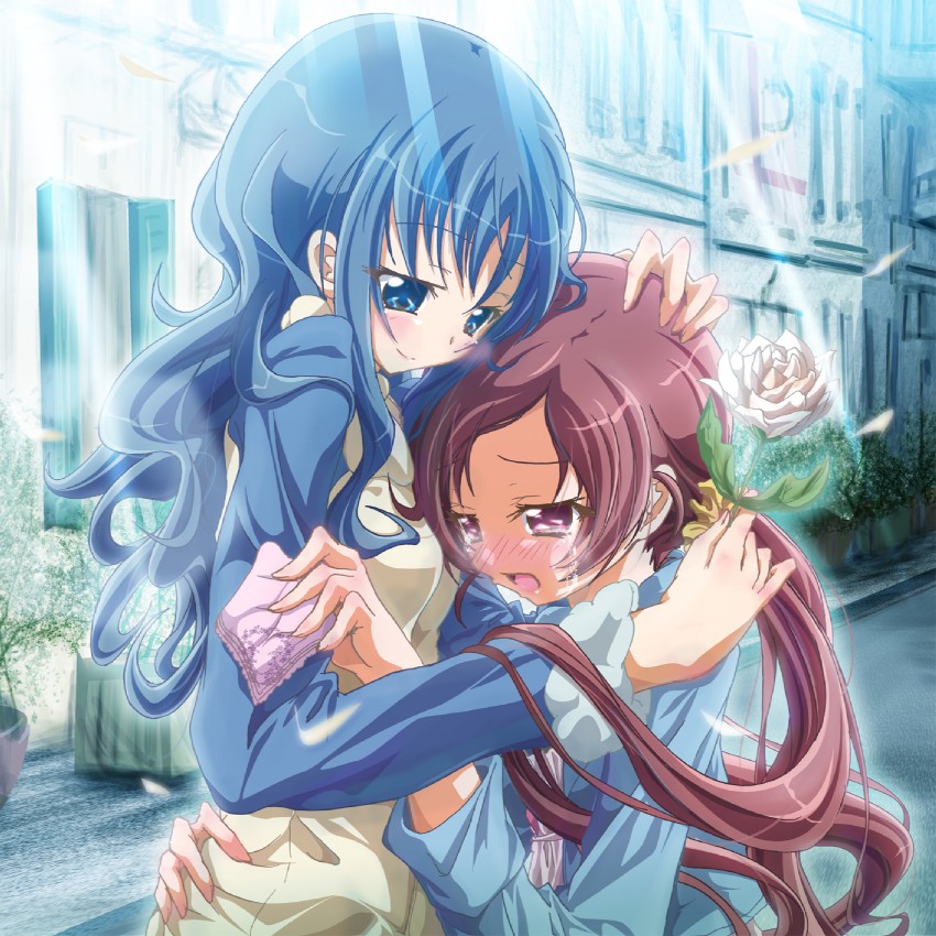 kurumi erika and hanasaki tsubomi (precure and 1 more) drawn by inoshishi_(ikatomo)