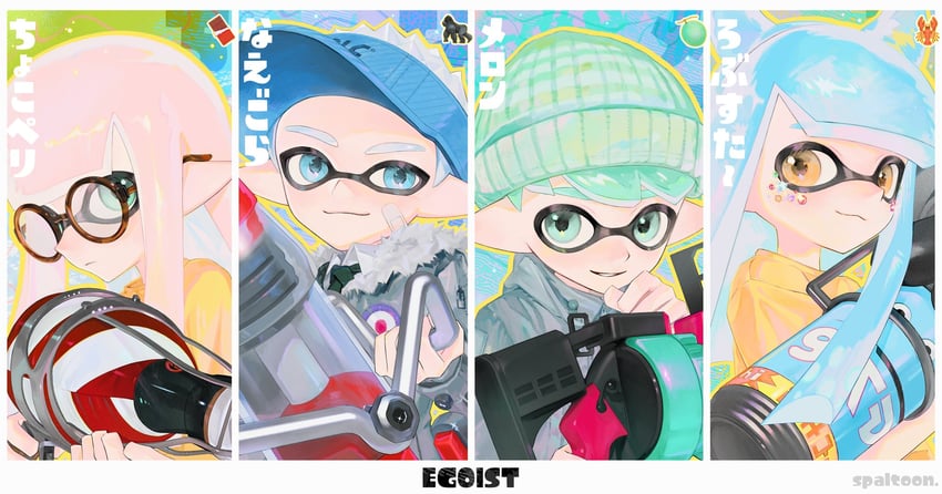 inkling player character, inkling girl, and inkling boy (splatoon) drawn by ohoneblank
