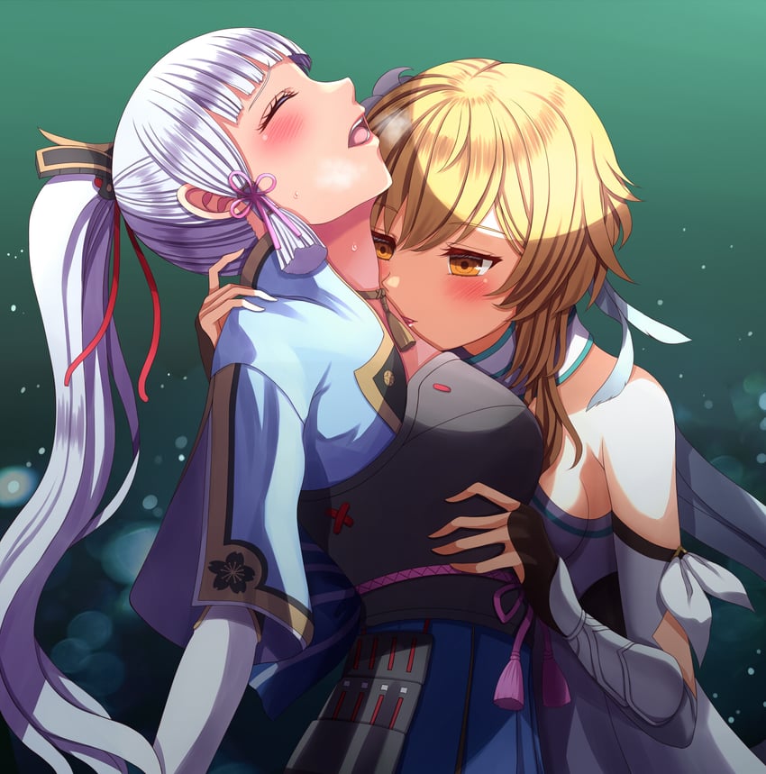 lumine and kamisato ayaka (genshin impact) drawn by yozu_(yozu0420)
