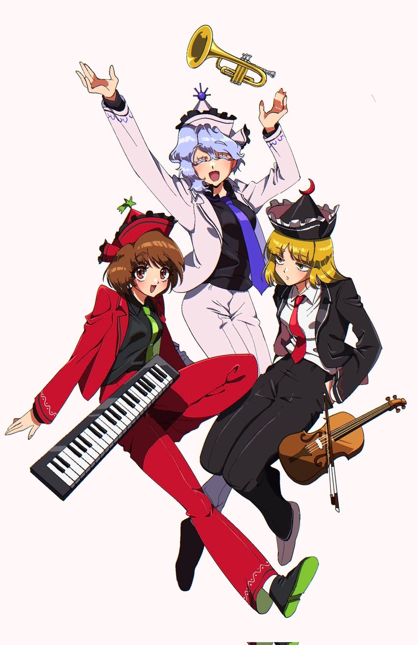 lunasa prismriver, merlin prismriver, and lyrica prismriver (touhou) drawn by mememedama10