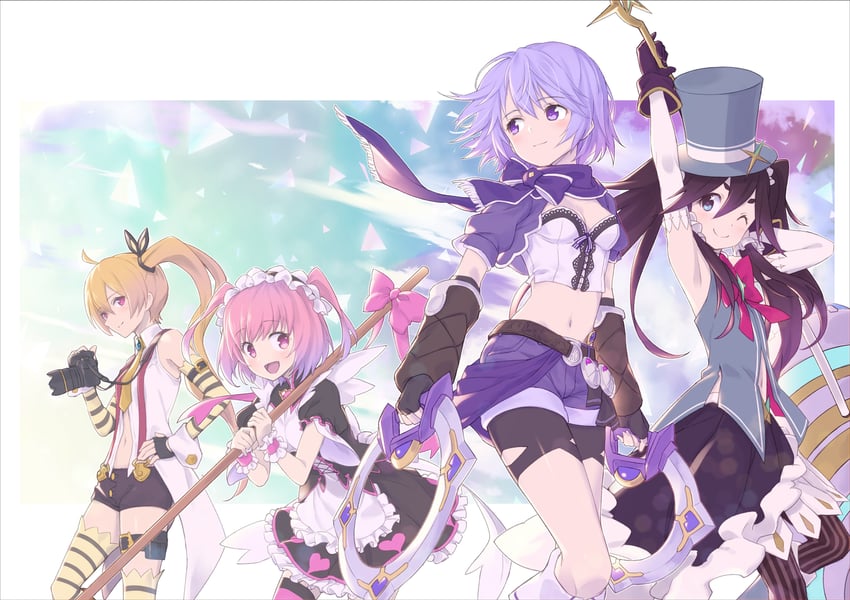 makino ikumi, midori ryo, hozumi shizuku, and mariko ayaka (mahou shoujo madoka magica and 1 more) drawn by degarashi_(ponkotsu)