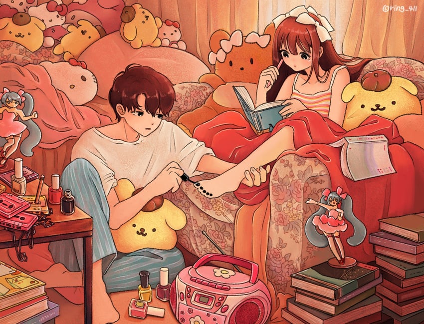 hatsune miku, hello kitty, my melody, pompompurin, and rilakkuma (original and 5 more) drawn by ring_411