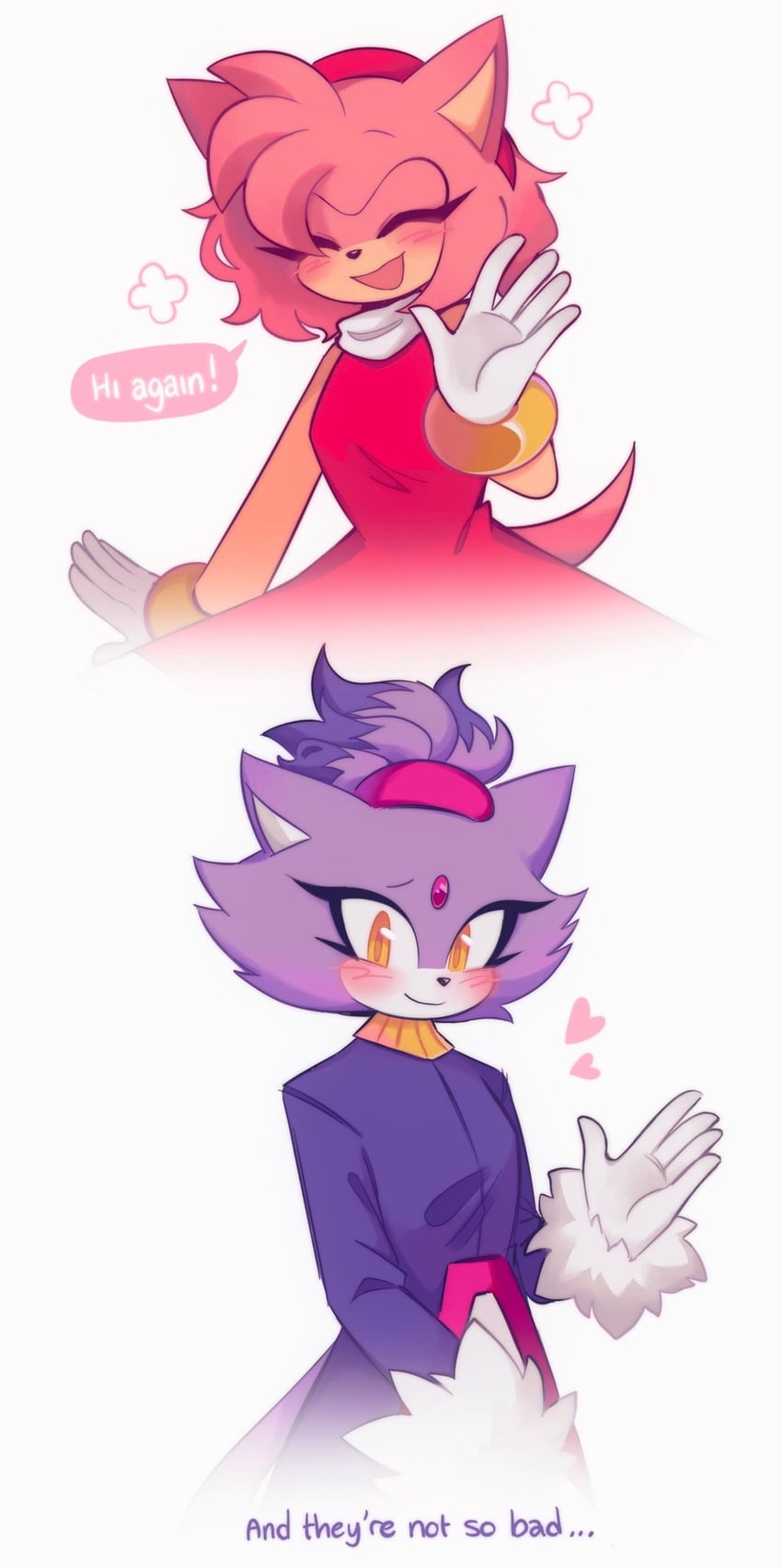 amy rose and blaze the cat (sonic and 1 more) drawn by minxinq