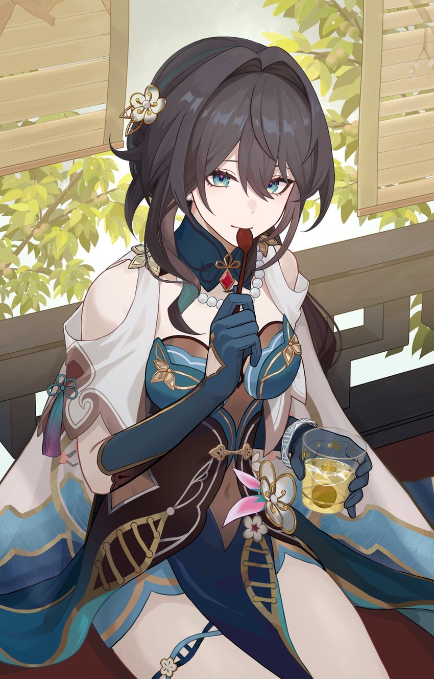 ruan mei (honkai and 1 more) drawn by ryokucha_(taiyaki_202305)