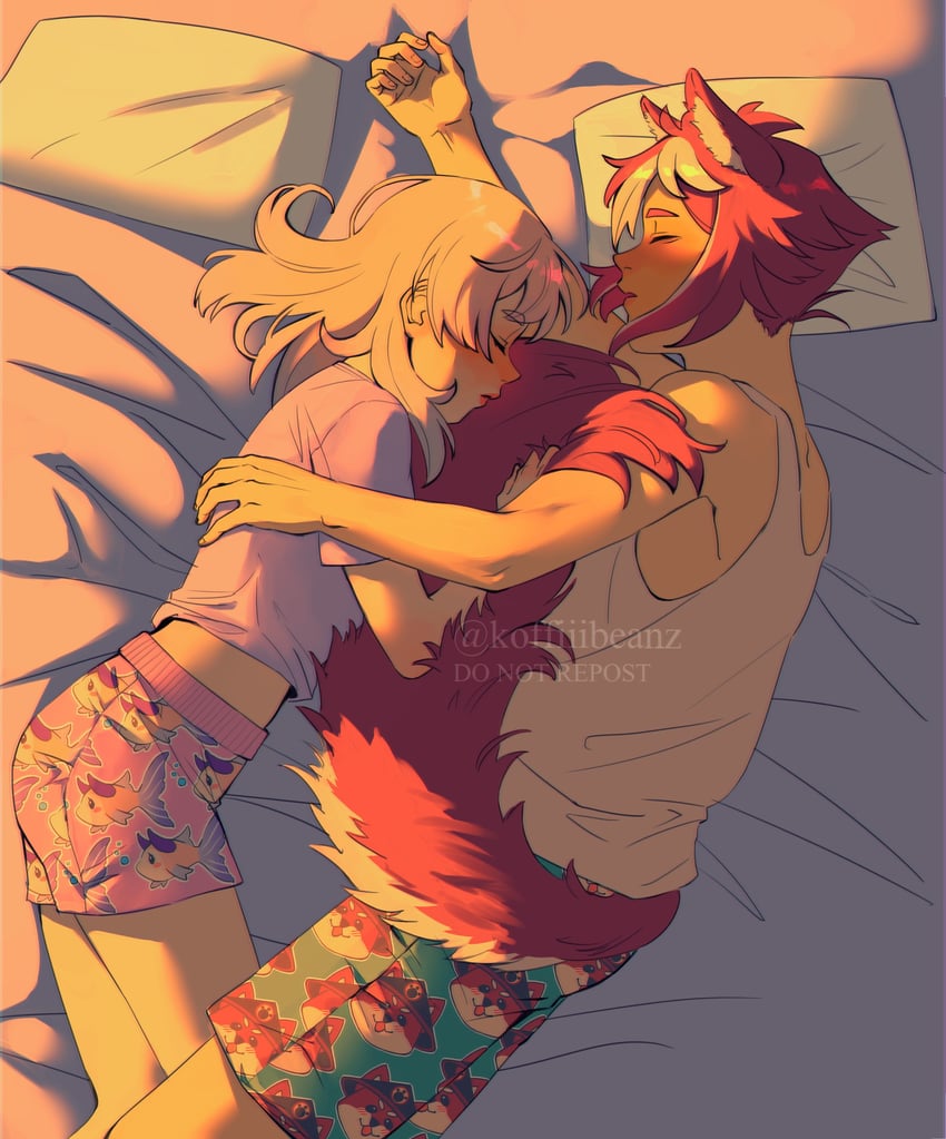 sangonomiya kokomi and gorou (genshin impact) drawn by koffiiibeanz