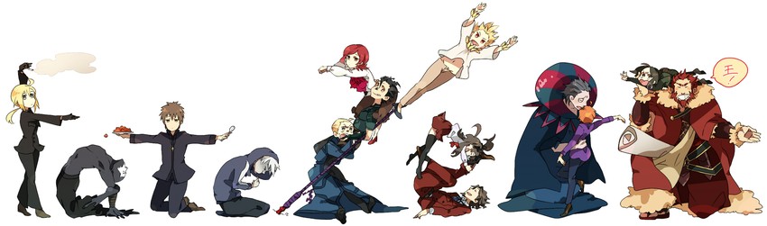 artoria pendragon, saber, tohsaka rin, kotomine kirei, iskandar, and 10 more (fate and 1 more) drawn by chokota
