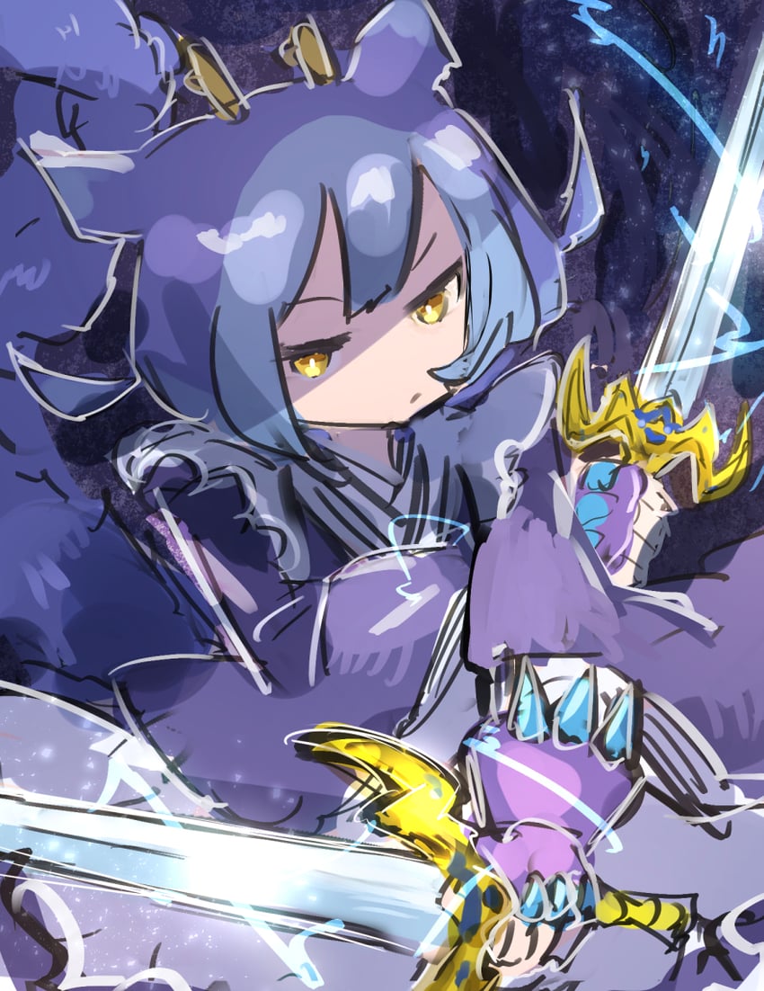 laundry dragonmaid and twin swords of flashing light - tryce (yu-gi-oh!) drawn by hatano_kiyoshi