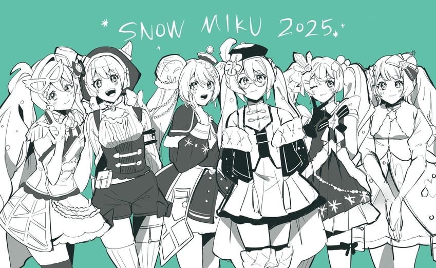 hatsune miku and yuki miku (vocaloid) drawn by kokowa_osaka