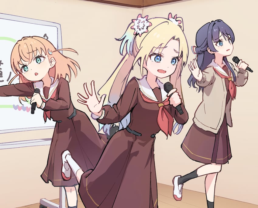 hinoshita kaho, murano sayaka, and osawa rurino (love live! and 1 more) drawn by lao_ren_xing