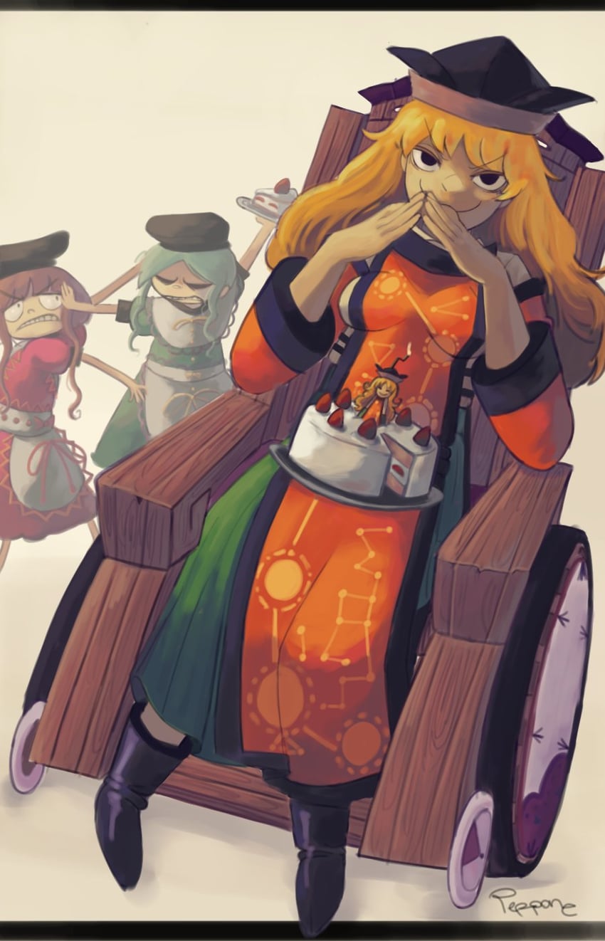 matara okina, nishida satono, and teireida mai (touhou) drawn by pepponeppo