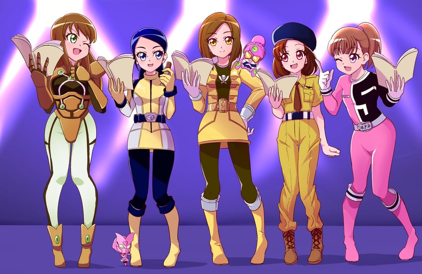 luka millfy, komiya arisa, magine, usami youko, gokai yellow, and 12 more (super sentai and 7 more) drawn by tirofinire