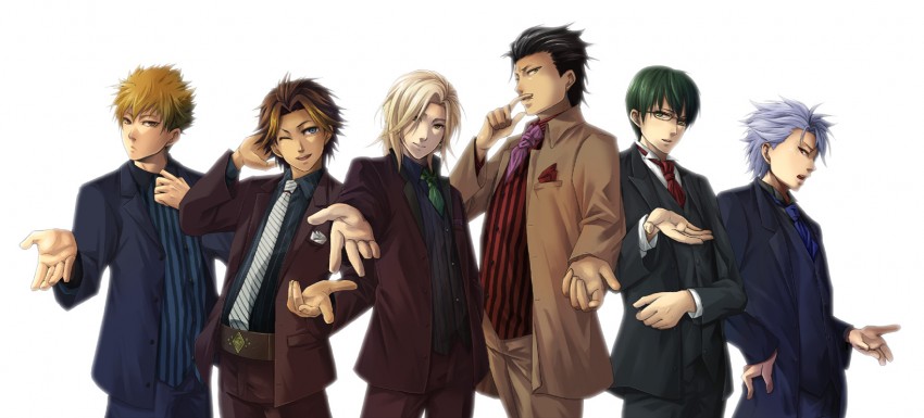 shitara seiji, sakurai ruka, sakurai kouichi, niina junpei, fujiyama arashi, and 1 more (tokimeki memorial and 2 more) drawn by hachina