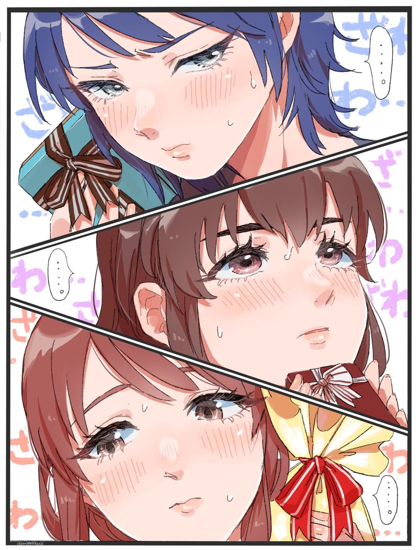 mifune miyu, wakui rumi, and hattori toko (idolmaster and 1 more) drawn by pon_(ponymmtknsk)