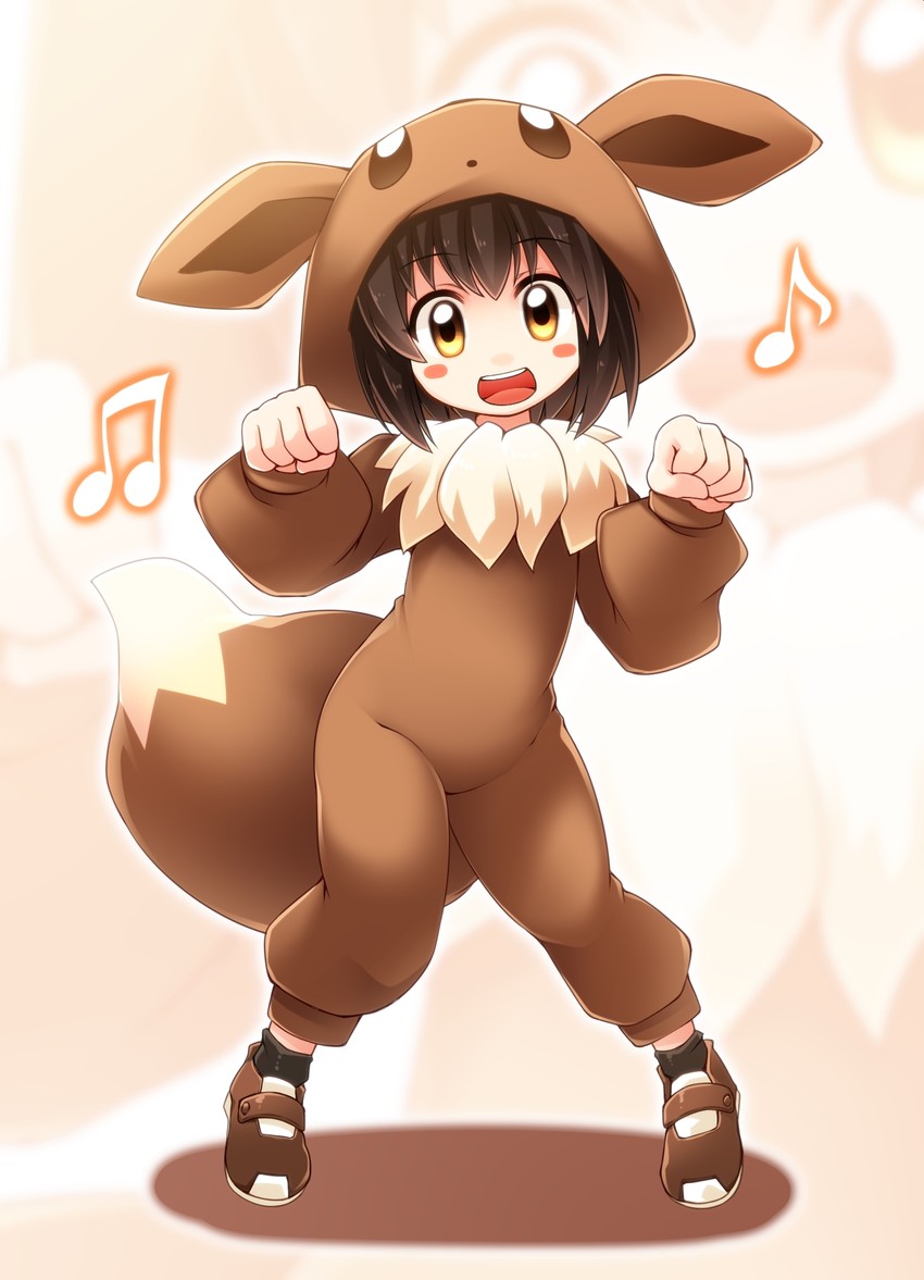 eevee and poke kid (pokemon and 1 more) drawn by kso
