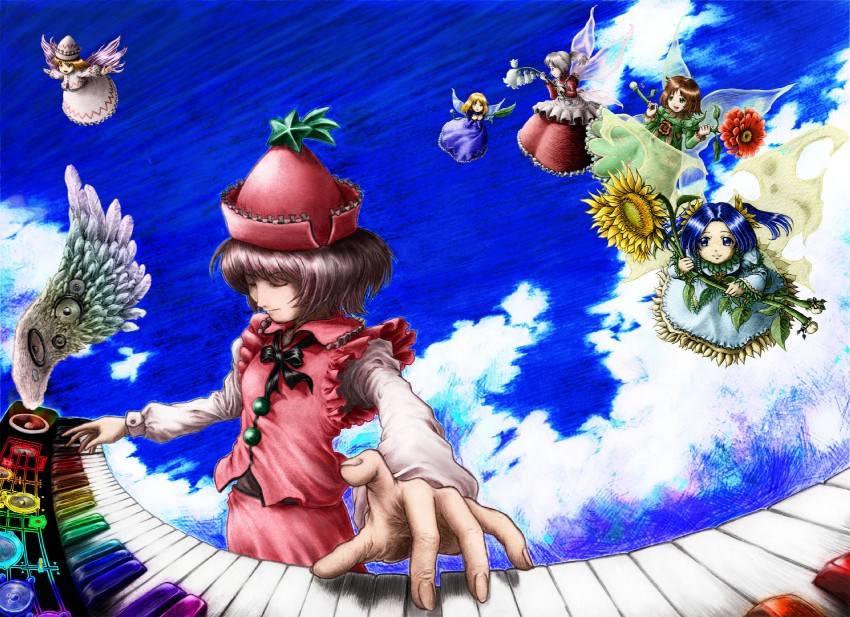lily white, lyrica prismriver, and sunflower fairy (touhou) drawn by tanaka_kusao