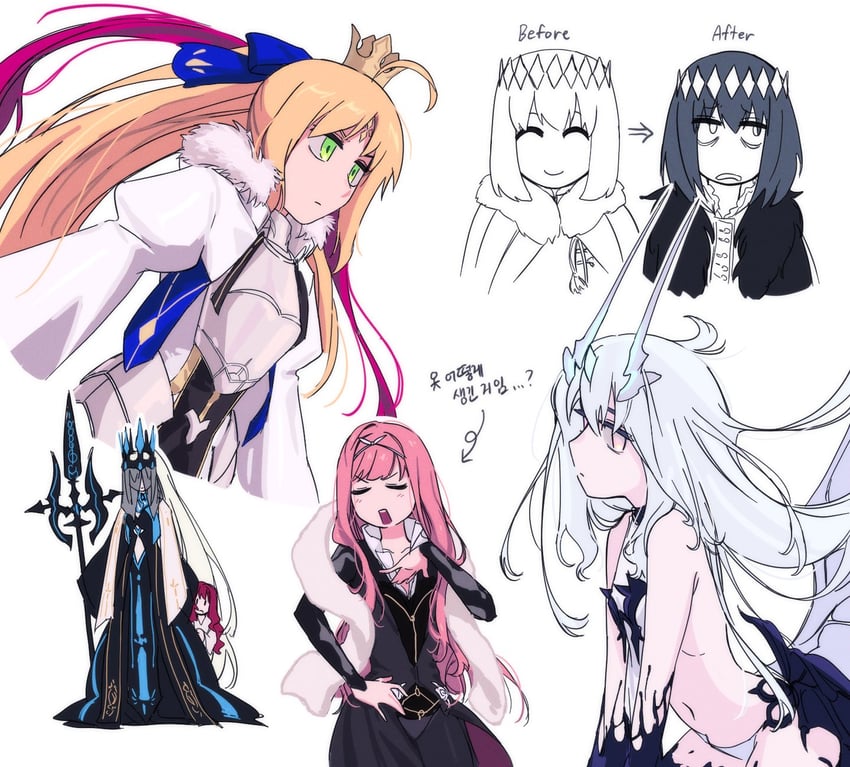 artoria pendragon, baobhan sith, morgan le fay, artoria caster, oberon, and 3 more (fate and 1 more) drawn by hwanm_fate