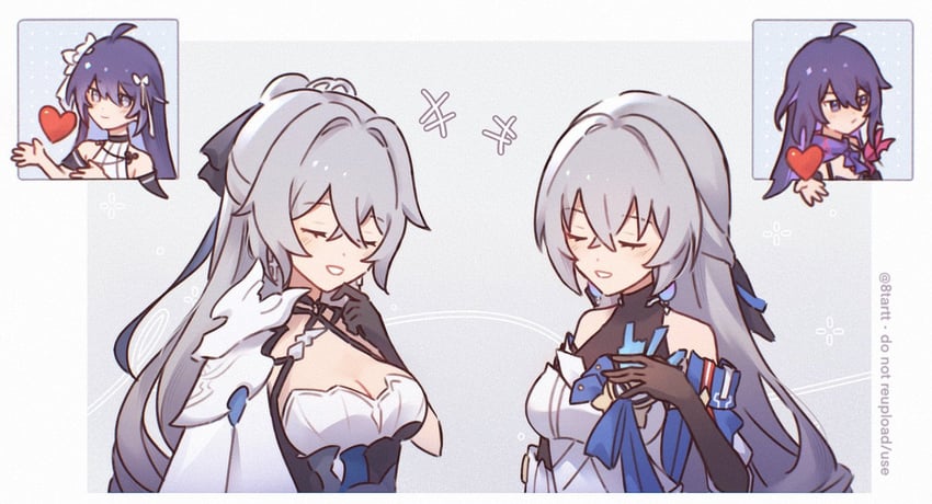 bronya zaychik, seele vollerei, bronya rand, seele, asumi kana, and 1 more (honkai and 2 more) drawn by 8tartt