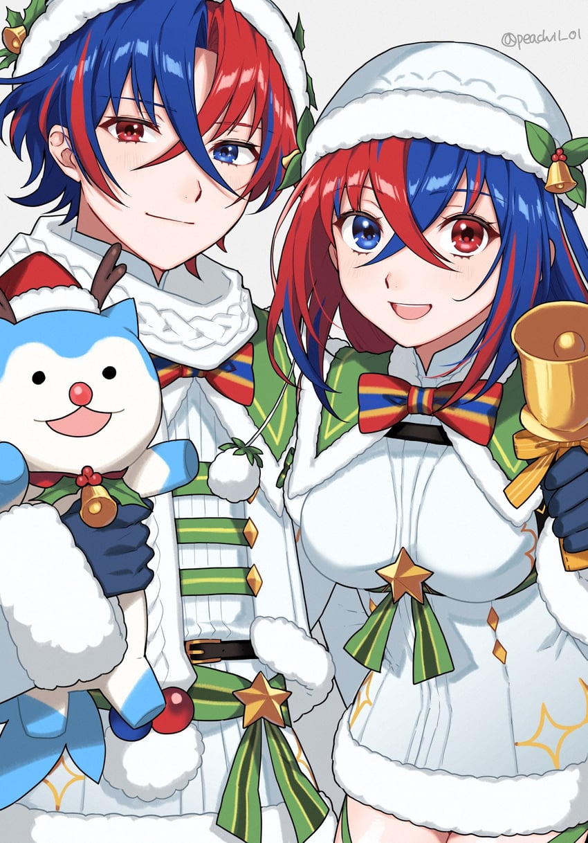 female alear, male alear, and sommie (fire emblem and 2 more) drawn by shamu_(peach11_01)
