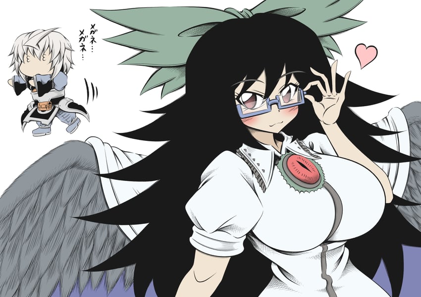 reiuji utsuho and morichika rinnosuke (touhou) drawn by hidefu_kitayan