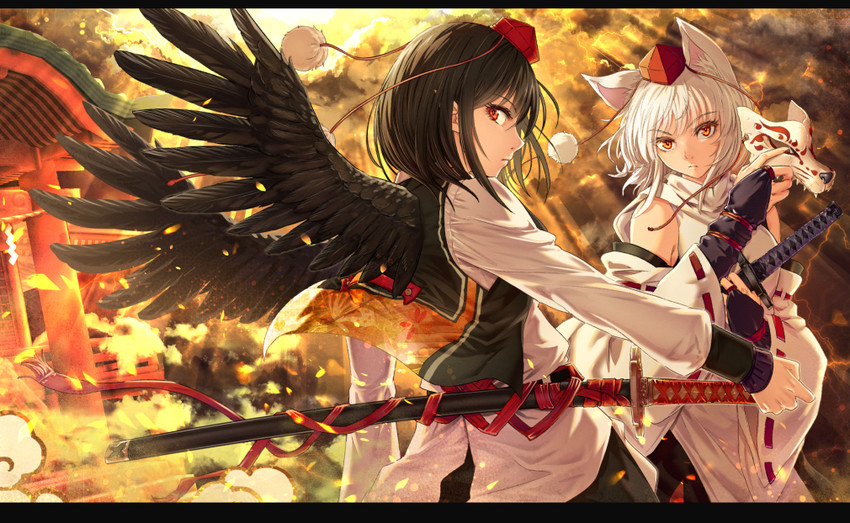 shameimaru aya and inubashiri momiji (touhou and 1 more) drawn by cibo_(killy)