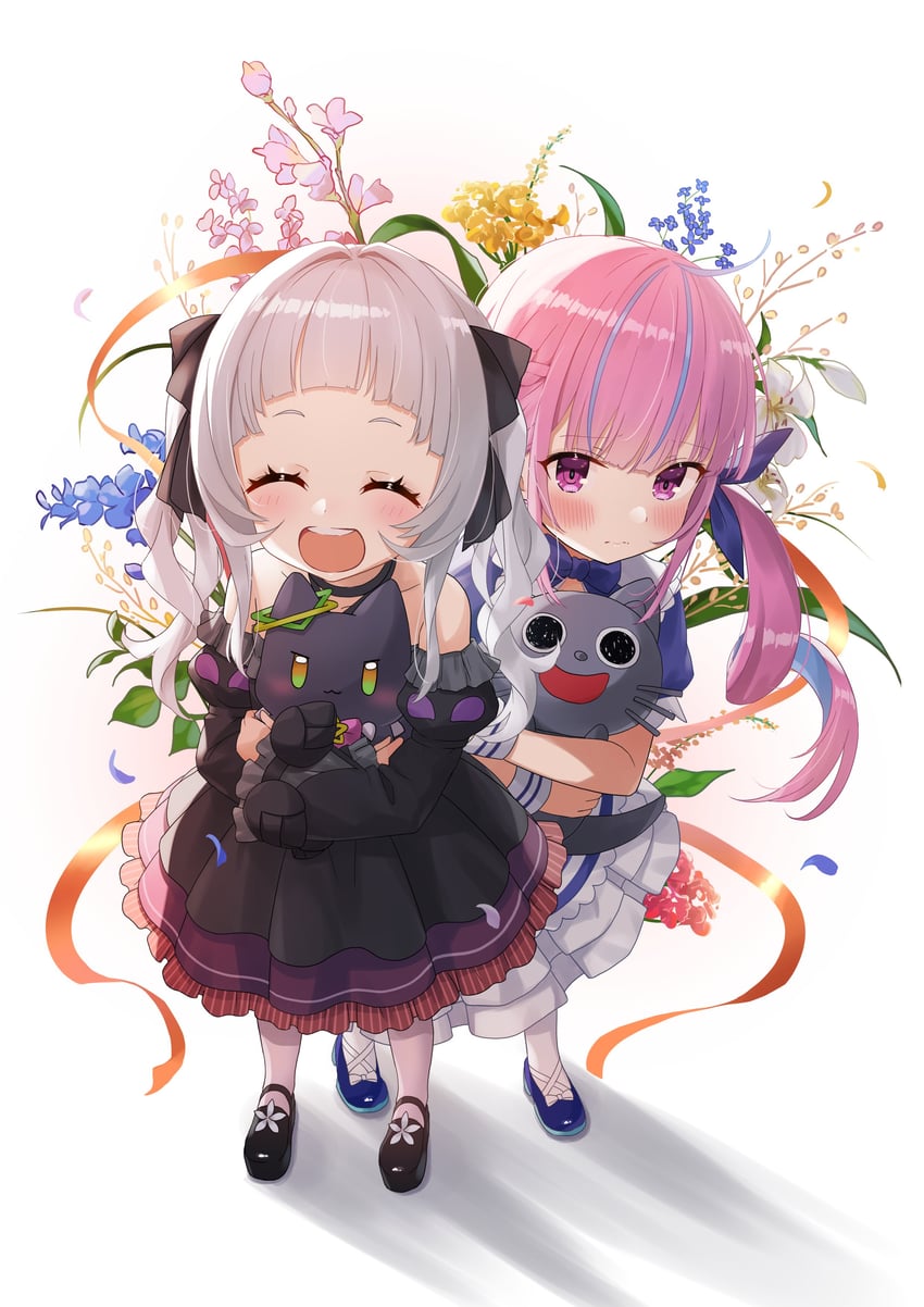 minato aqua, murasaki shion, neko, and shiokko (hololive) drawn by shima46